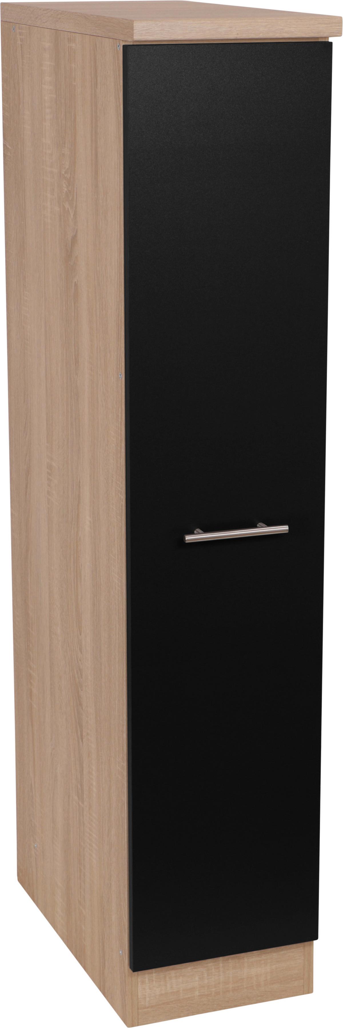 Apothekerschrank Merle Schwarz, Eiche Dekor B: 30cm - Eichefarben/Schwarz, Basics, Holzwerkstoff (30/144,8/60cm) - Respekta