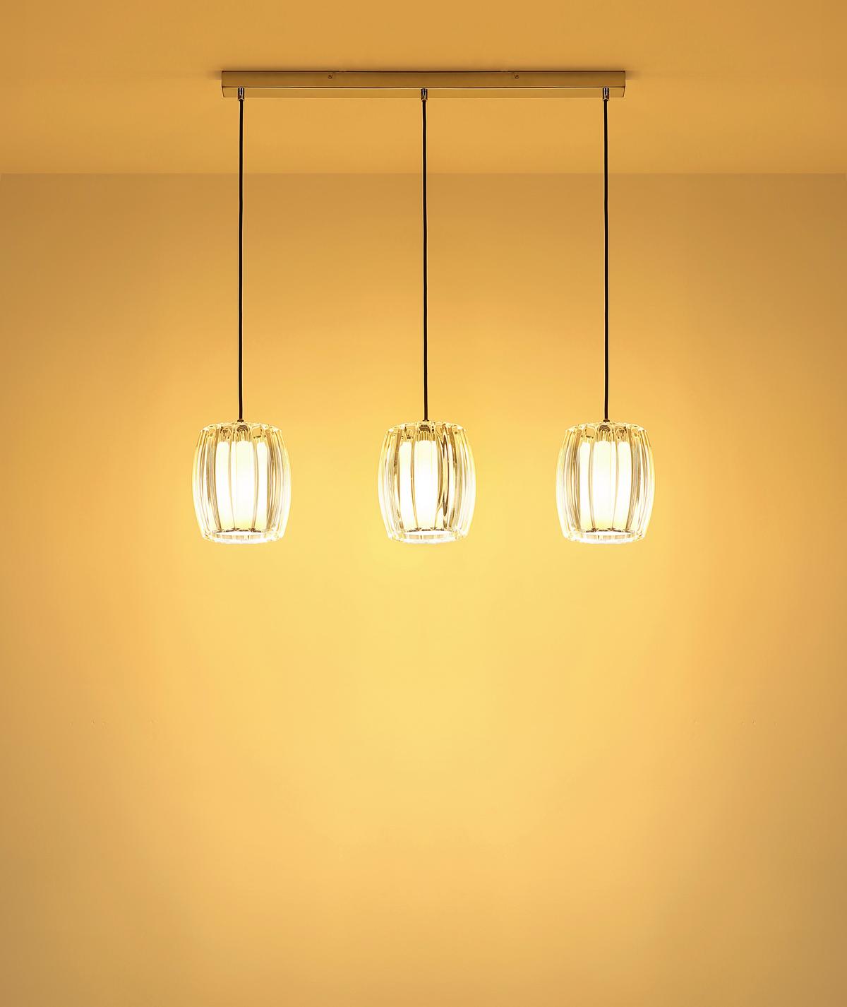 Hängeleuchte Exkl. 3xe27, 60w - Klar/Opal, Design, Glas/Kunststoff (86/18/120cm) - Globo