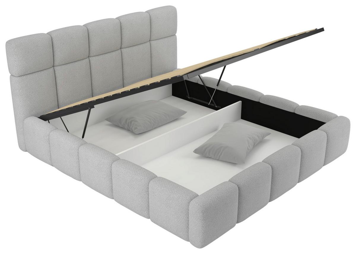 Polsterbett Cloudy Silberfarben, Lf: 180x200 Cm - Silberfarben/Grau, Trend, Holz/Holzwerkstoff (180/200cm) - Luca Bessoni