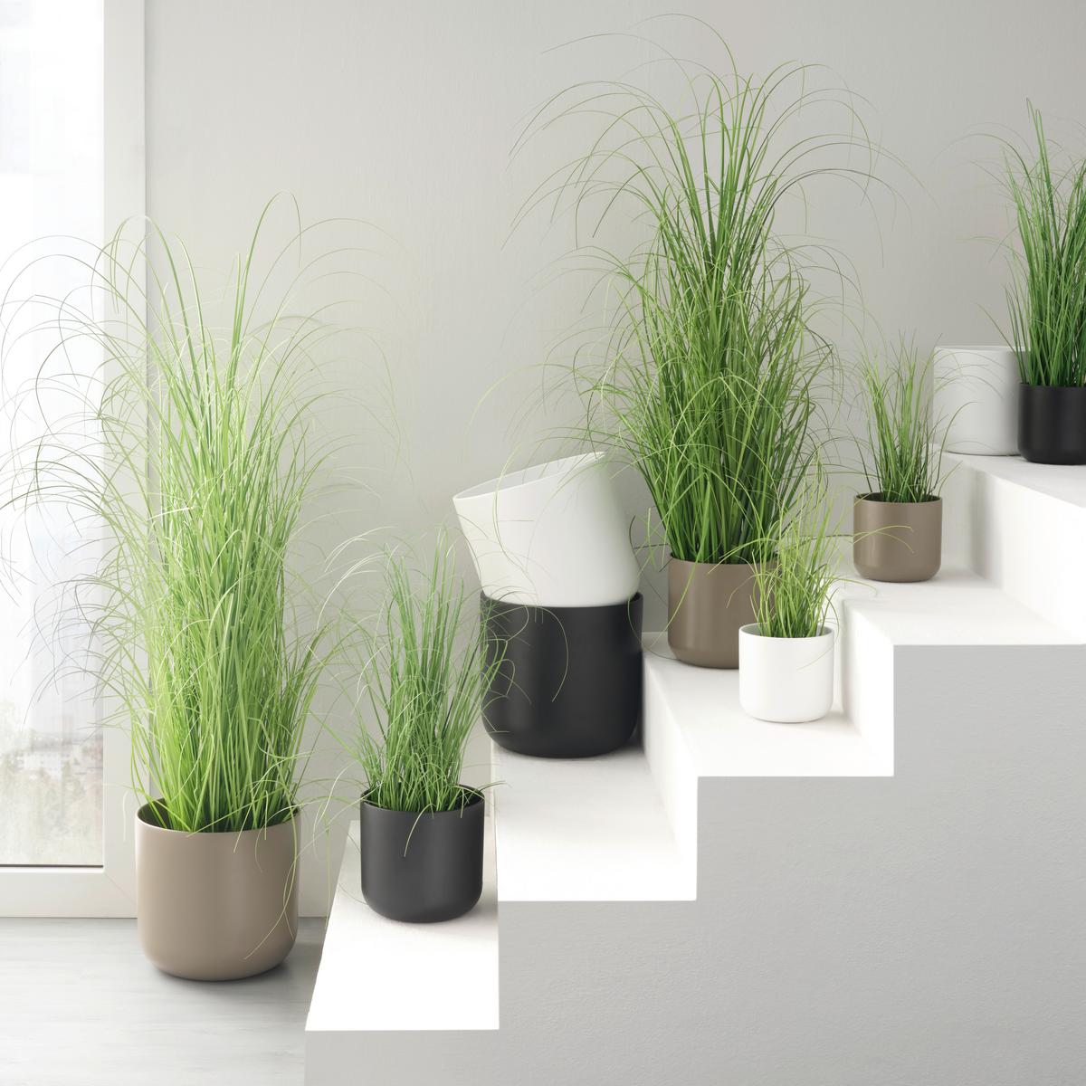 Obal na kvetináč LUIS - bílá/černá, Moderní, keramika (13,5/12,6cm) - Mömax