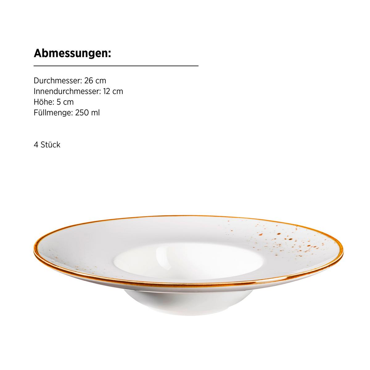 Tellerset Pintar Porzellan 4--Teilig. Rund Braun Weiß - Braun/Weiß, Basics, Keramik (26/5cm) - Mäser