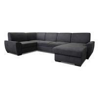 Wohnlandschaft Mara Dunkelgrau 190x310x160 cm - Dunkelgrau/Dunkelbraun, Design, Textil (190/310/160cm) - Livetastic