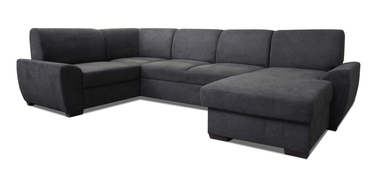 Wohnlandschaft Mara Dunkelgrau 190x310x160 cm - Dunkelgrau/Dunkelbraun, Design, Textil (190/310/160cm) - Livetastic