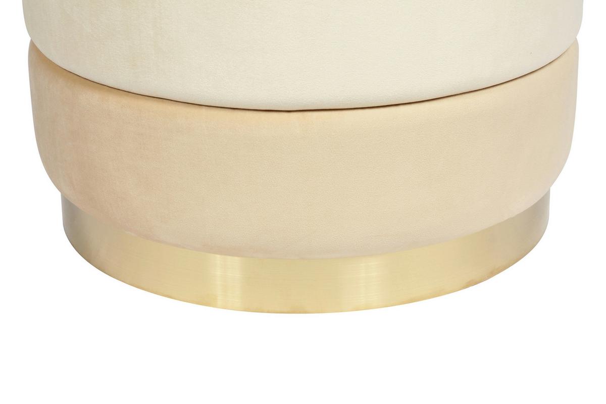 Hocker Elyse 100 Beige D: 50 cm - Goldfarben/Creme, Design, Textil (50/42cm) - Kayoom