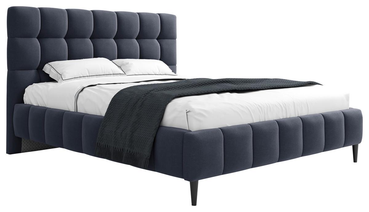 Polsterbett Mit Lattenrost 160x200 Cm Magic Dunkelblau - Schwarz/Dunkelblau, MODERN, Holzwerkstoff/Textil (160/200cm) - MID.YOU