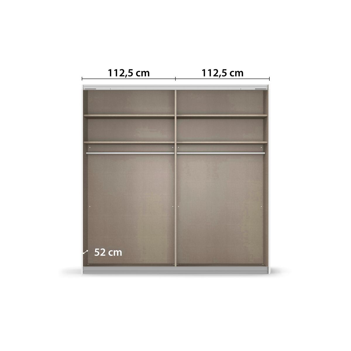 Skříň s posuvnými dveřmi Feldkirch 9, 226/229 cm - tmavě šedá/vysoce lesklá šedá, Moderní, kov/kompozitní dřevo (225/229/62cm)