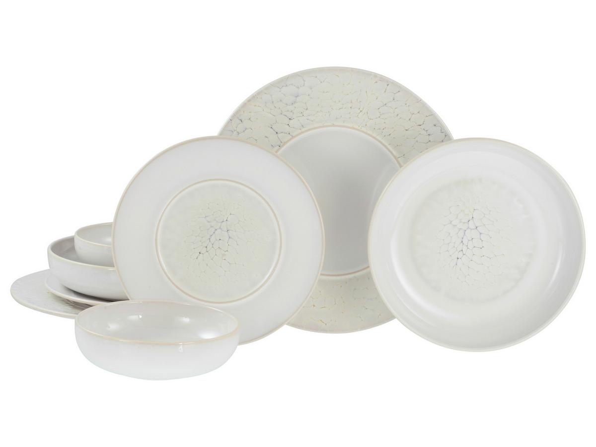 Tafelservice Unico Toscania Steinzeug, Creme, 8-teilig - Creme/Weiß, Basics, Keramik - Creatable