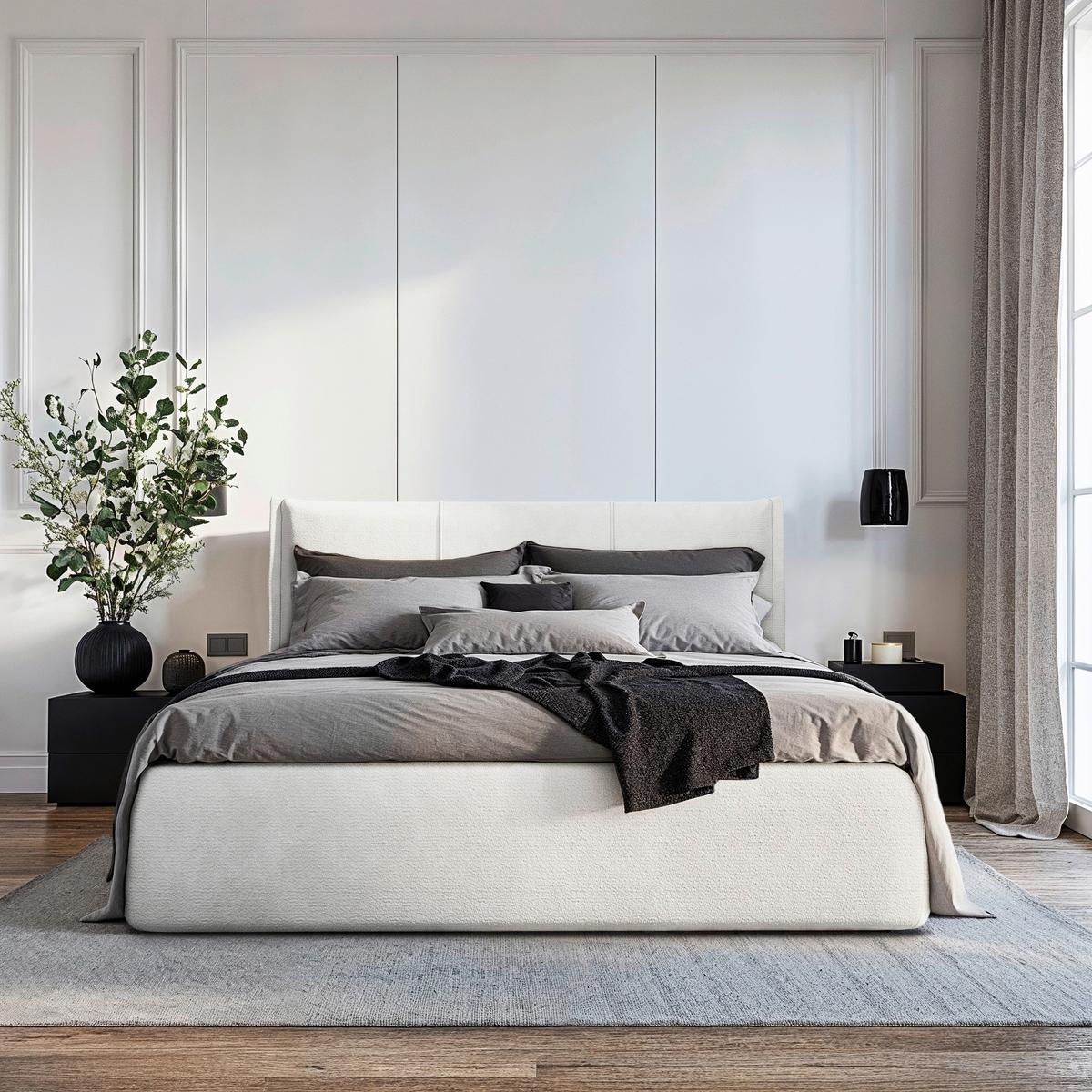 Polsterbett Beli Creme Lf: 180x200 Cm - Creme/Schwarz, MODERN, Holz/Holzwerkstoff (180/200cm) - MID.YOU