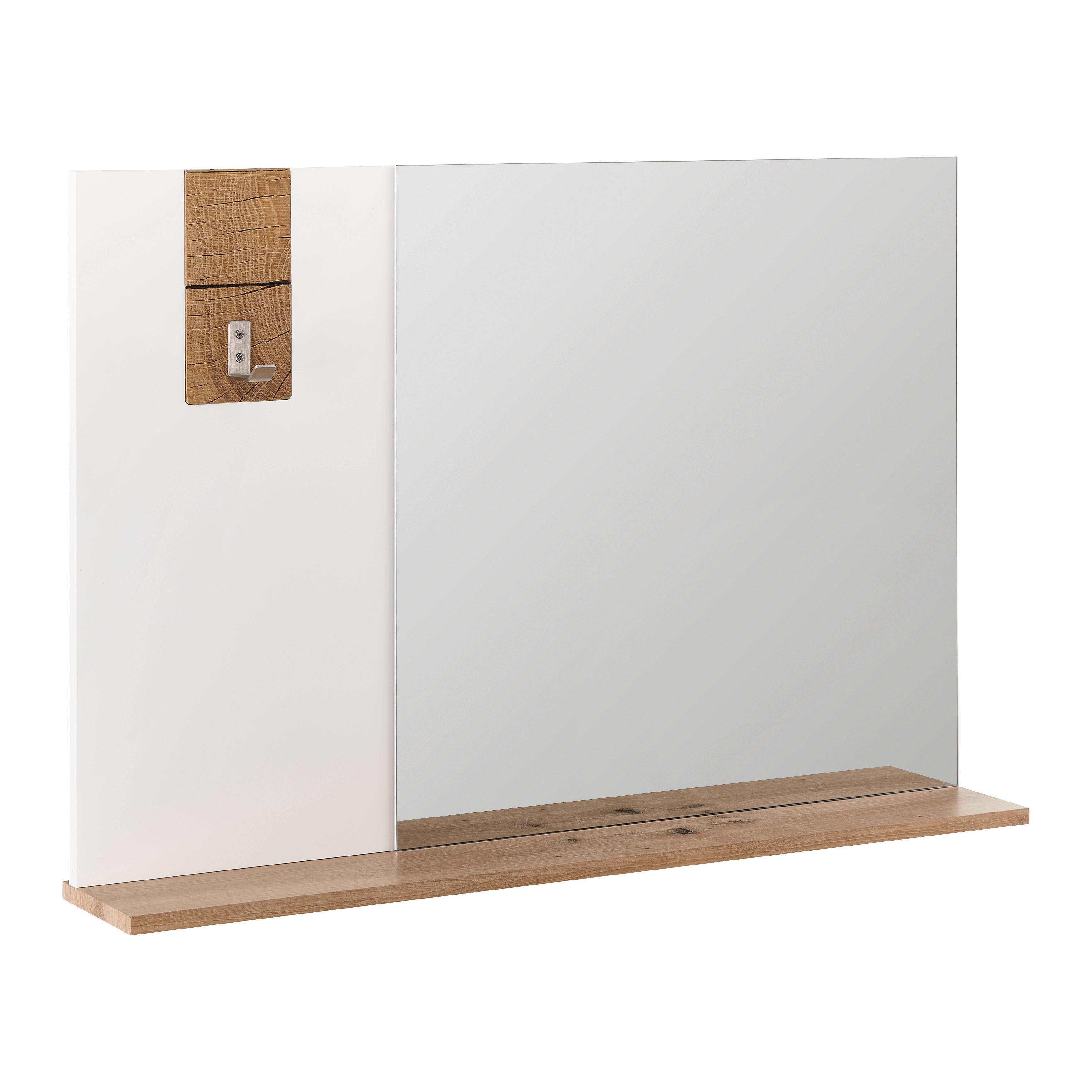 Zrcadlo CARA - bílá/barvy dubu, Moderní, sklo (90/62/15cm) - Bessagi Home