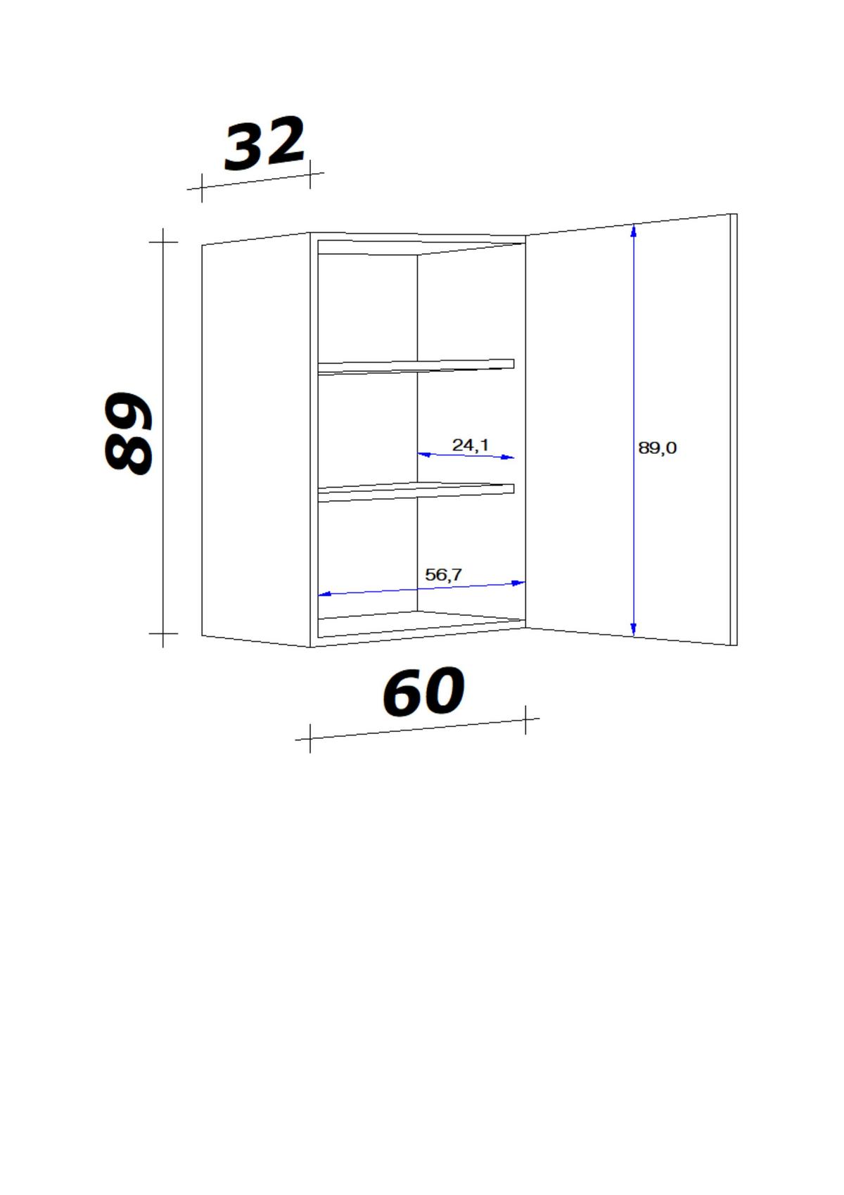 Hängeschrank Shadow B: 60cm + Basaltgrau Eiche