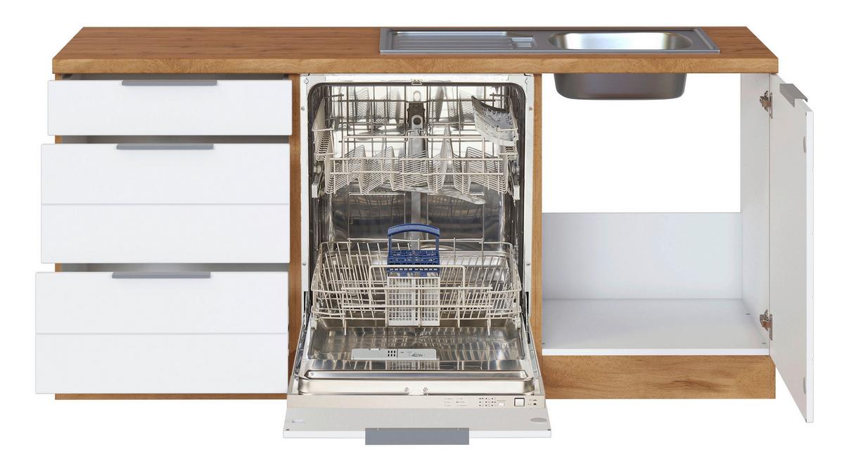 Eckküche Florenz Mit Geräten 240x270 Cm Weiß/eichefarben - Eiche Wotan/Weiß, Design, Holzwerkstoff (240/270cm) - Held