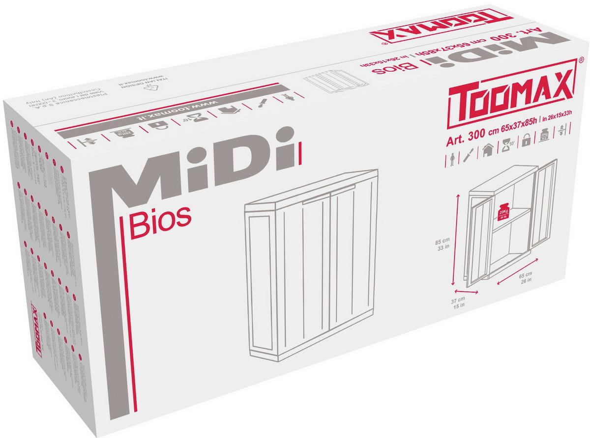 Werkzeugschrank Bio Midi Klein 65x85x37 cm versperrbar - Hellgrau/Schwarz, Basics, Kunststoff (65/85/37cm)