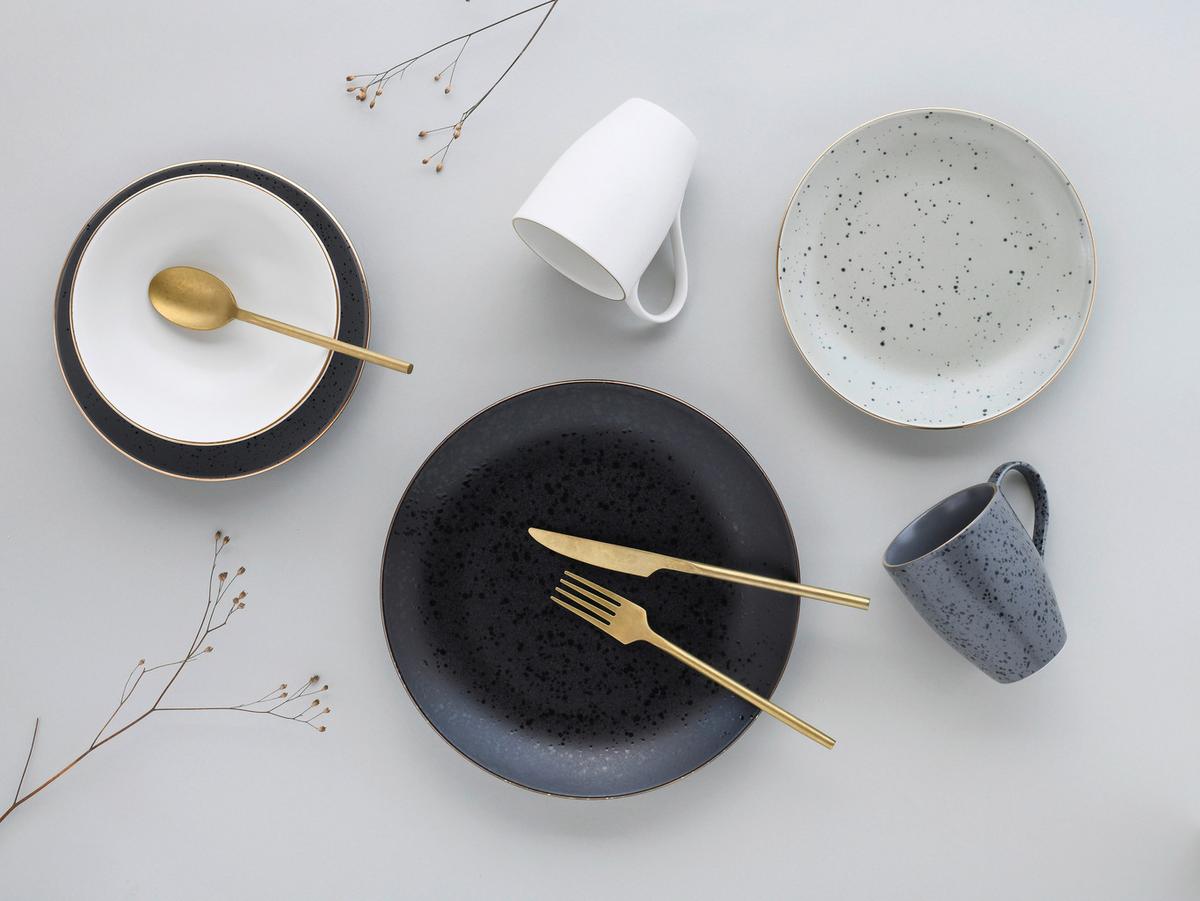 Kombinovaný servis 16-dílny - čierna/sivá, Trend, keramika (33/34/32cm) - Creatable