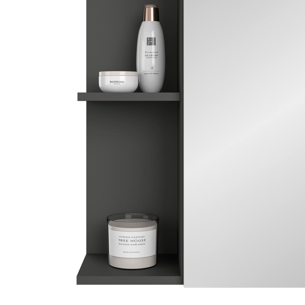 Spiegelschrank Pearl New Snol 119 BHT: 70x71x23 cm - Anthrazit/Weiß, KONVENTIONELL, Glas/Holzwerkstoff (70/71/23cm)