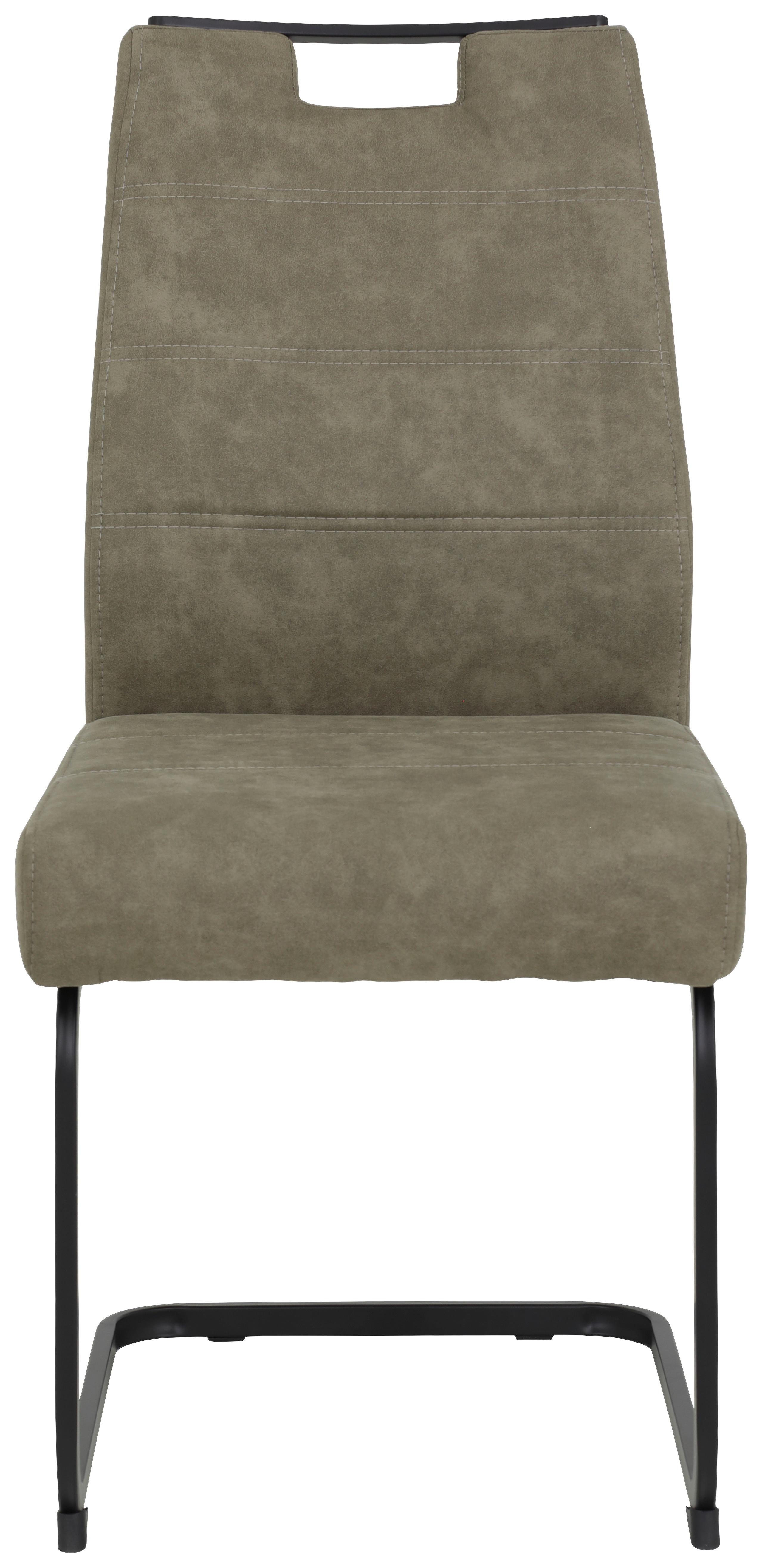 Schwingstuhl Kerstin S Schlammf. Gepolstert 2er-Set - Schlammfarben/Schwarz, MODERN, Textil/Metall (49/100/61cm) - MID.YOU