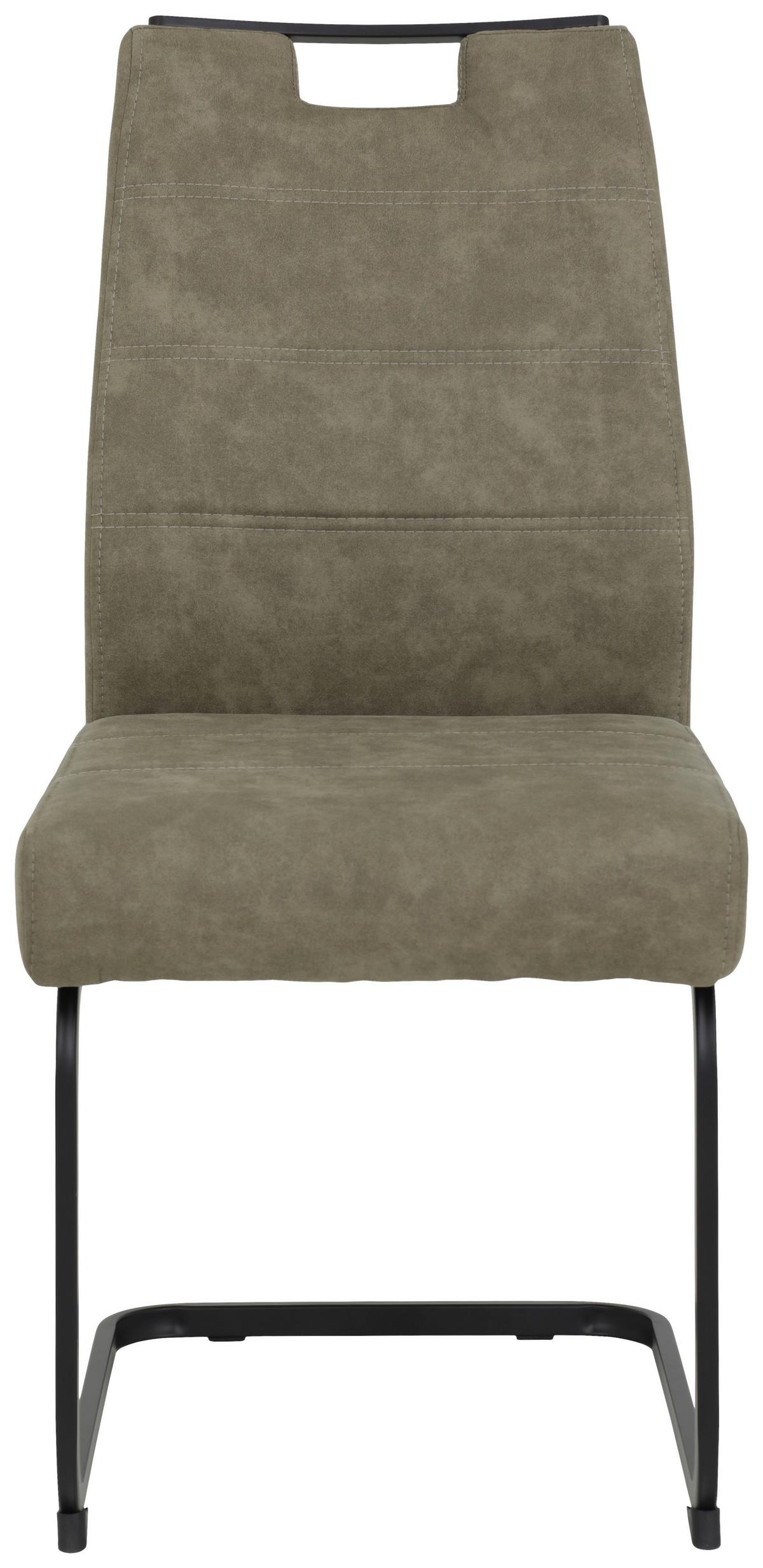Schwingstuhl Kerstin S Schlammf. Gepolstert 2er-Set - Schlammfarben/Schwarz, MODERN, Textil/Metall (49/100/61cm) - MID.YOU