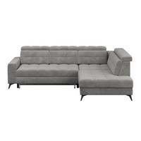 Ecksofa Barletta New Velours Dunkelgrau, 289x228cm - Dunkelgrau/Schwarz, ROMANTIK / LANDHAUS, Textil (289/228cm) - Luca Bessoni