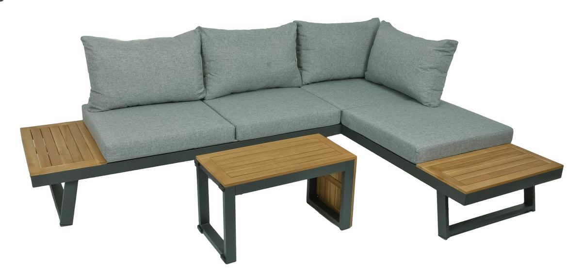 Loungegarnitur Felice - Schwarz/Braun, Basics, Holz/Kunststoff - Gardenson