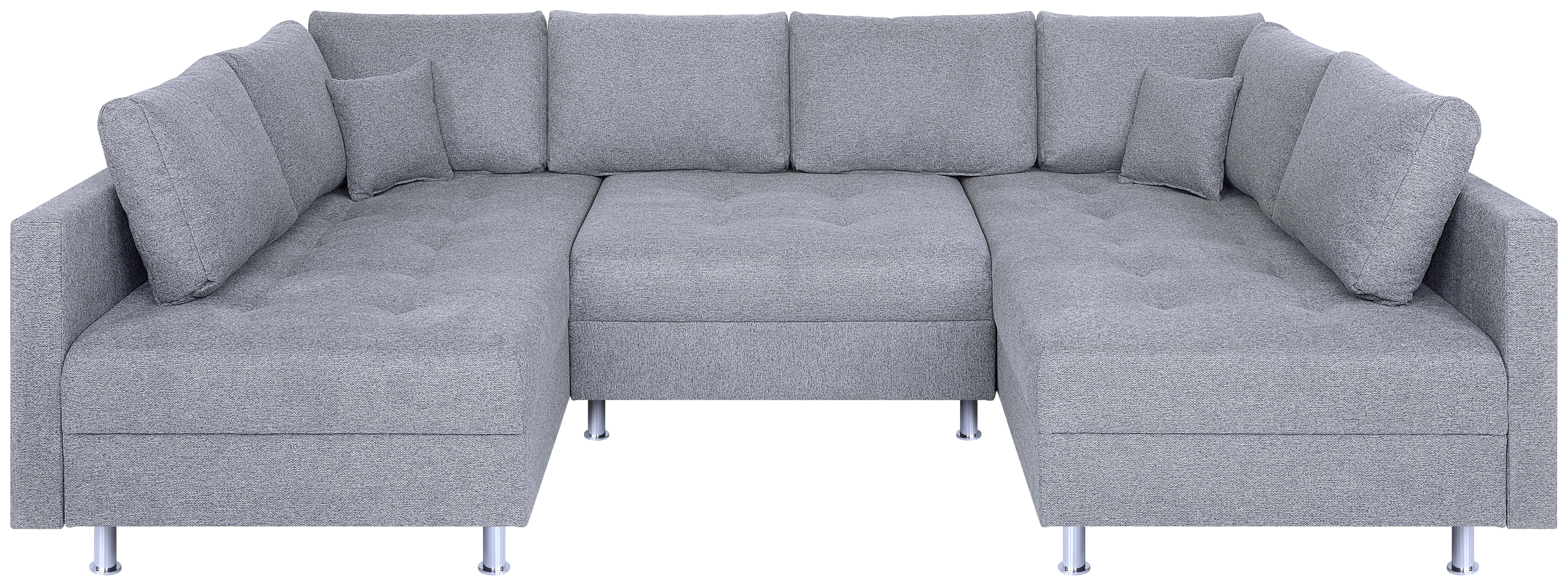 Wohnlandschaft Sofia Mit Schlaffunktion Silberfarben - Chromfarben/Silberfarben, Design, Holzwerkstoff/Textil (192/308/192cm) - P & B