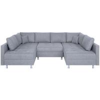 Sedací souprava SOFIA U, oboustranná, světle šedá - barvy stříbra/černá, Design, kompozitní dřevo/textil (192/308/192cm) - P & B