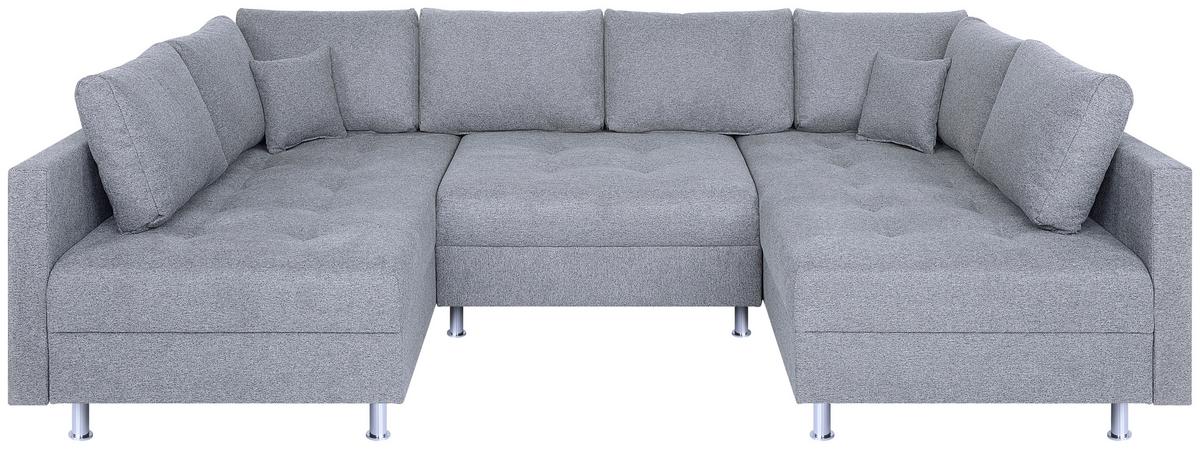 Sedací souprava SOFIA U, oboustranná, světle šedá - barvy stříbra/černá, Design, kompozitní dřevo/textil (192/308/192cm) - P & B