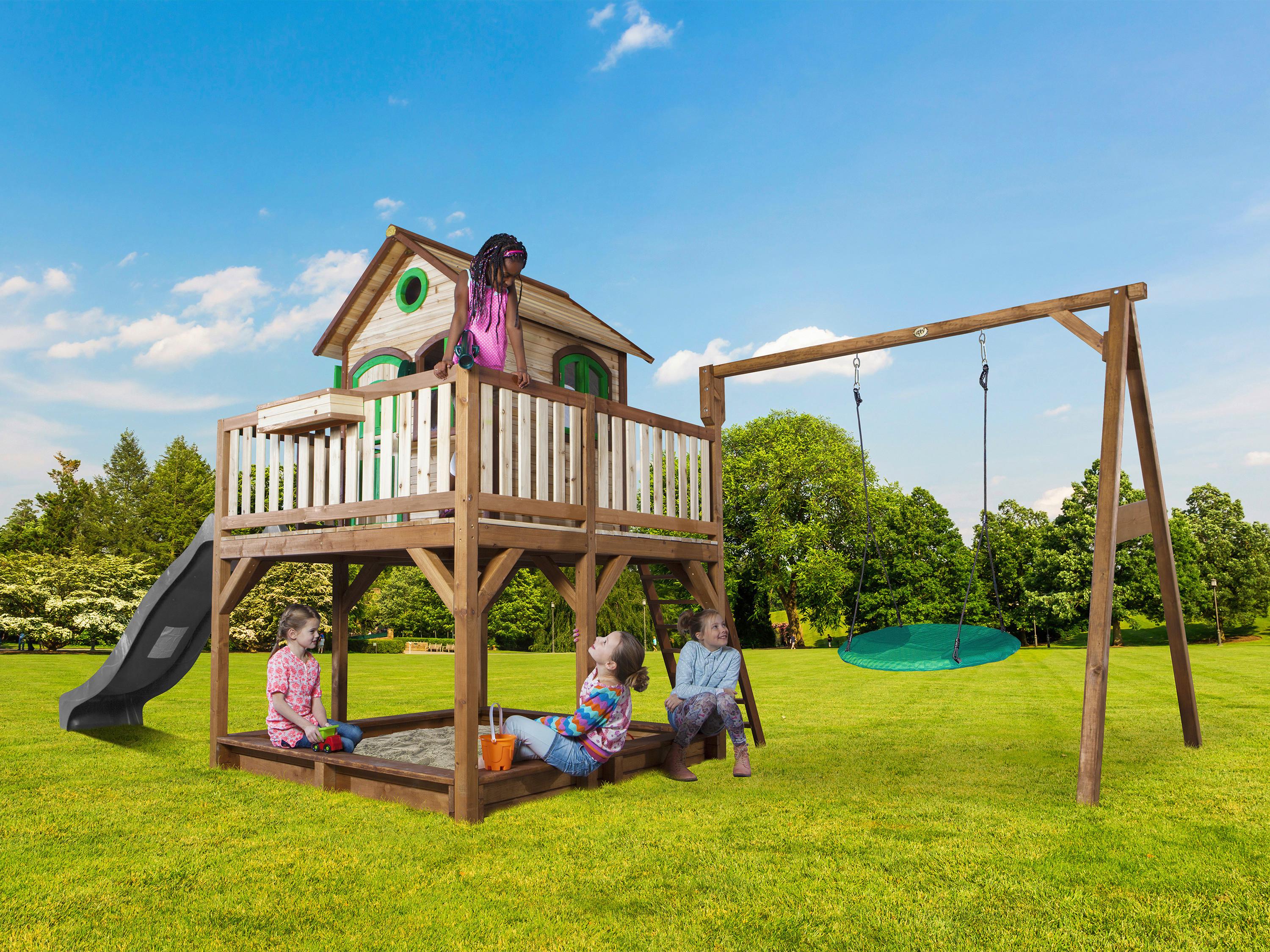 Spielturm A030.154.80 - Braun/Grau, KONVENTIONELL, Holz (613/291/277cm) - Ambia Garden