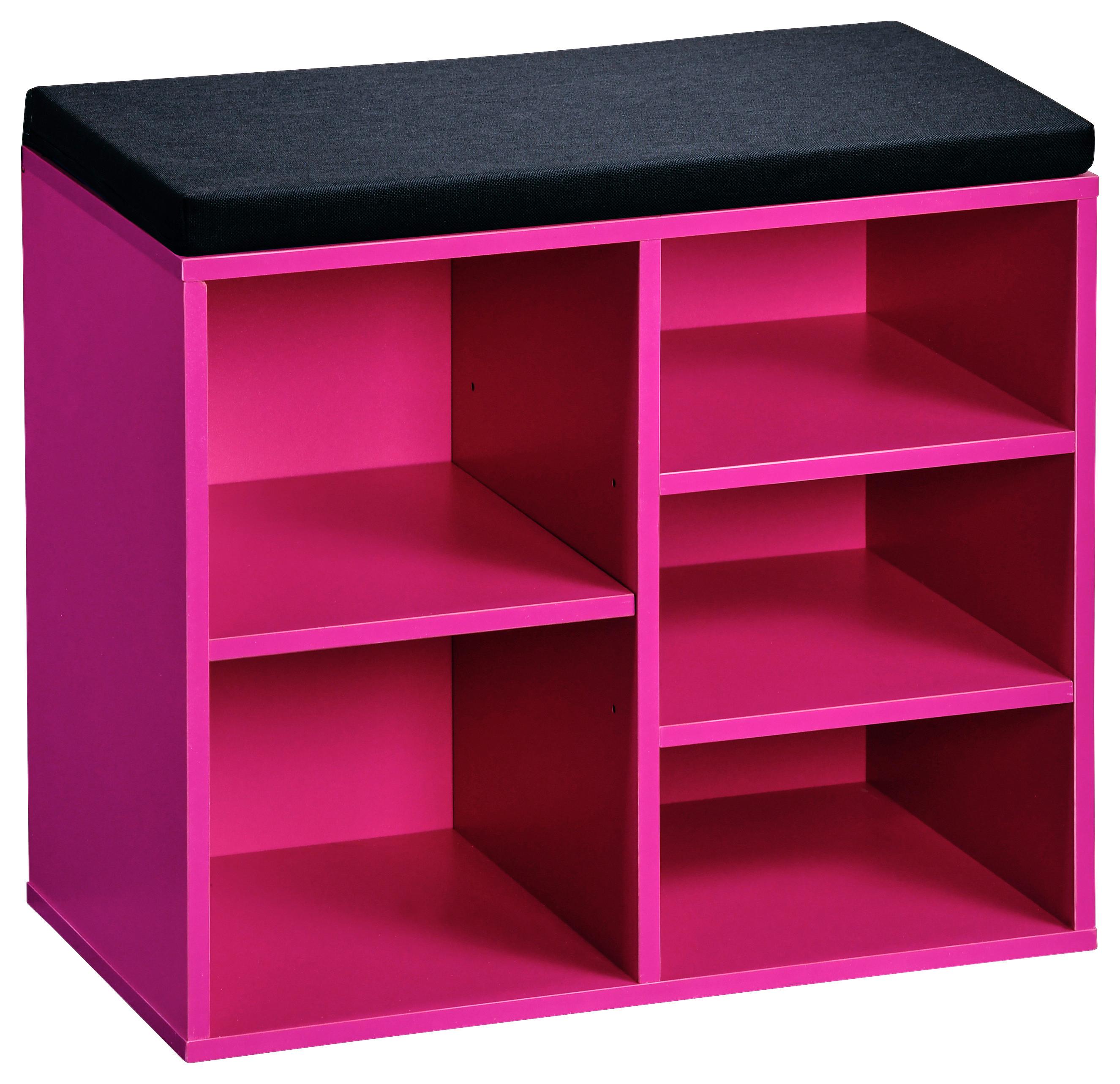 Schuhregal 4 Ablagen 5 Paar Grün H: 48 cm - Pink/Schwarz, Basics, Holzwerkstoff/Textil (51,5/48/29,5cm) - Kesper