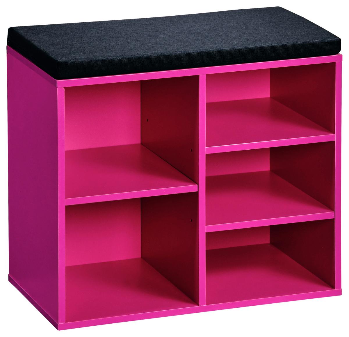 Schuhregal 4 Ablagen 5 Paar Grün H: 48 cm - Pink/Schwarz, Basics, Holzwerkstoff/Textil (51,5/48/29,5cm) - Kesper