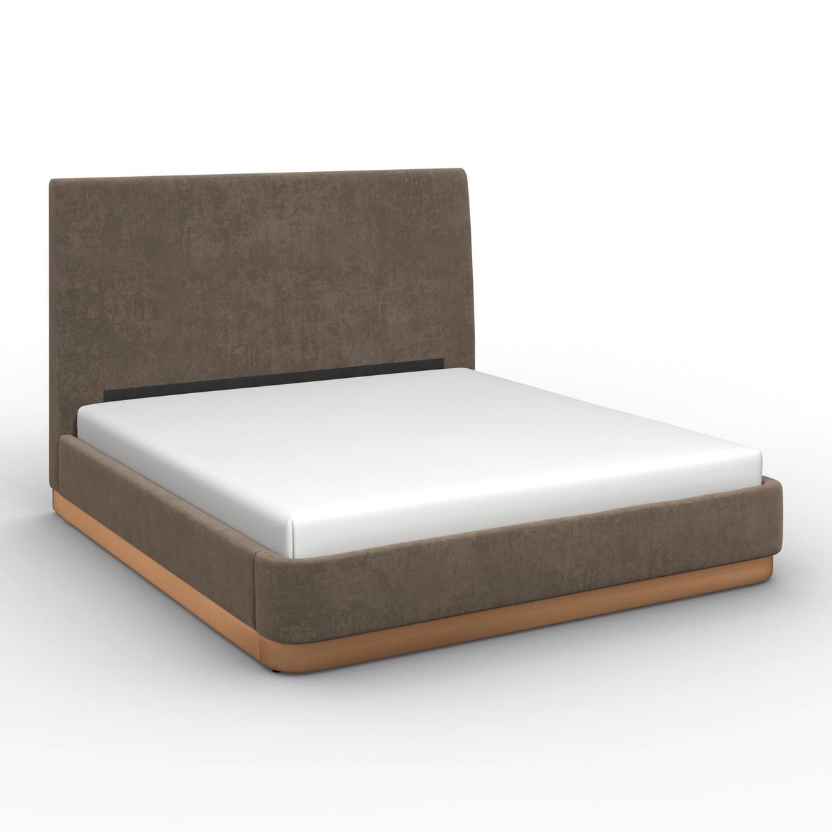 Čalouněná postel JOSEF 160x200 cm, tmavě hnědá - tmavě hnědá/černá, Moderní, kov/dřevo (180/200cm) - Bessagi Home