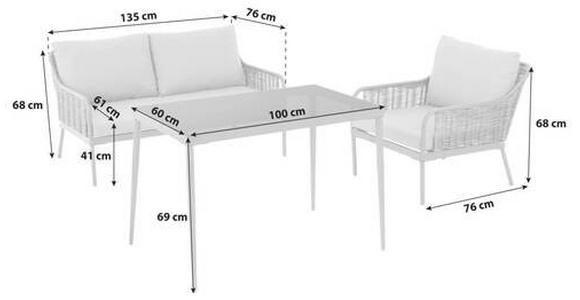 Loungegarnitur Avignon Aus Metall/Kunststoff/Glas/Textil - Sandfarben/Dunkelgrau, MODERN, Karton/Glas - Beldano