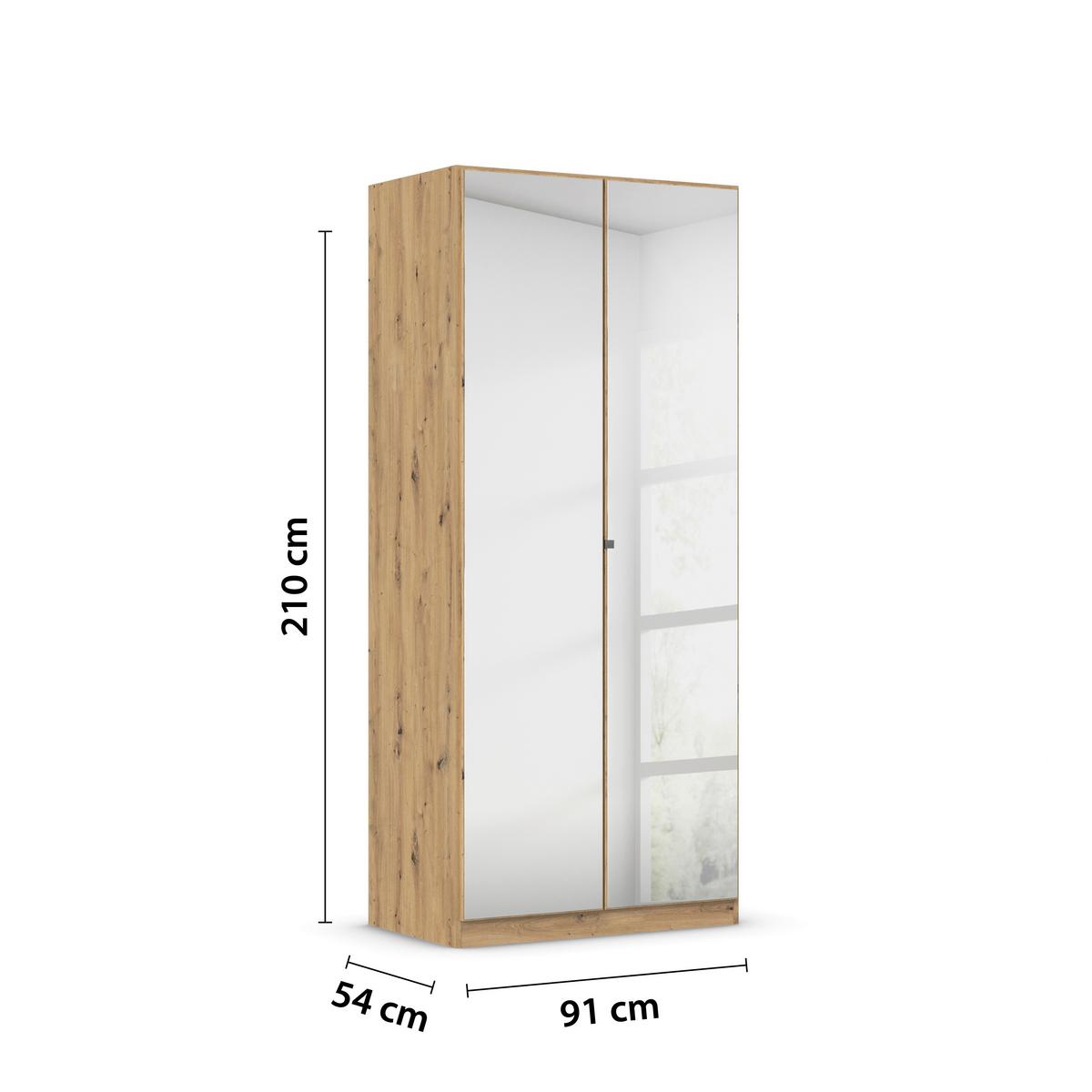 Kleiderschrank Reflect inkl. Inneneinteilung, 2 Körbe - Silberfarben/Eiche Artisan, MODERN, Holzwerkstoff (91/210/54cm)