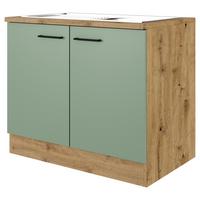 DŘEZOVÁ SKŘÍŇKA CARA DSPU 100 ES - černá/zelená, Konvenční, kov/kompozitní dřevo (100/85/57cm) - FlexWell