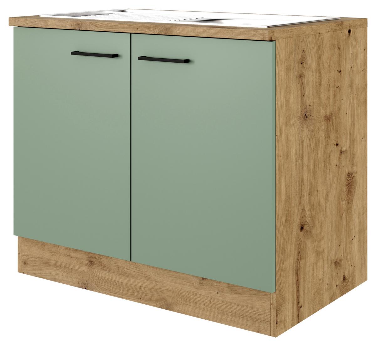 DŘEZOVÁ SKŘÍŇKA CARA DSPU 100 ES - černá/zelená, Konvenční, kov/kompozitní dřevo (100/85/57cm) - FlexWell