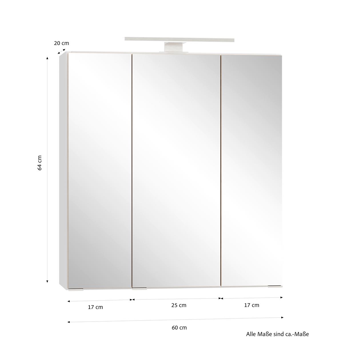 SPIEGELSCHRANK Verona Weiß B: 60cm - Weiß, Trend, Glas/Holzwerkstoff (60/64/20cm) - Held