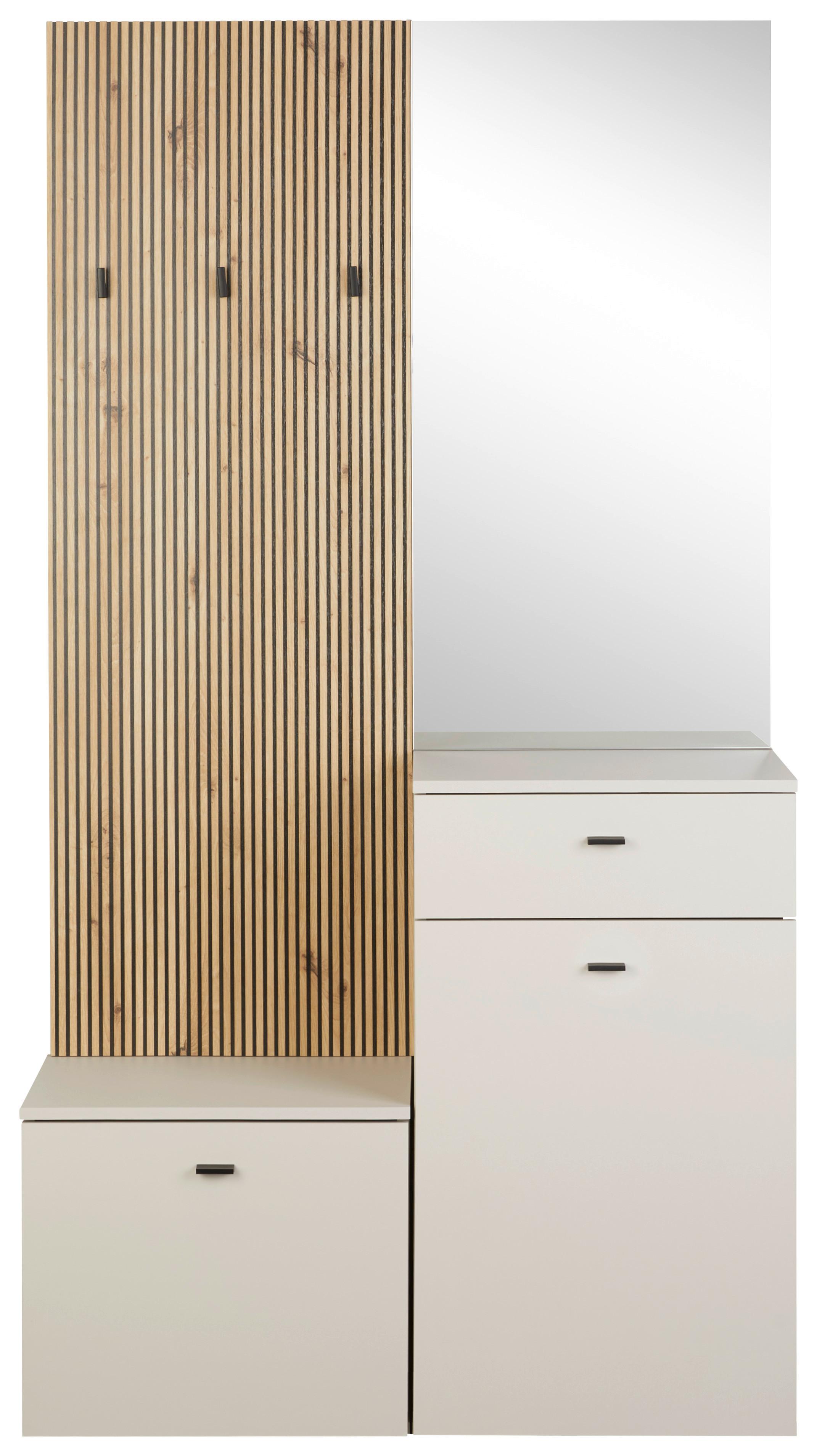Garderobe Erika Eichefarben Kaschmir  B:100 cm - Kaschmir/Eiche Artisan, MODERN, Glas/Holzwerkstoff (100/192,1/36,6cm)