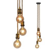Hängeleuchte Näve H: ca. 87,5 cm 3-Flammig mit Hanfseil - Messingfarben/Naturfarben, Design, Naturmaterialien/Metall (17/87,5cm) - Näve