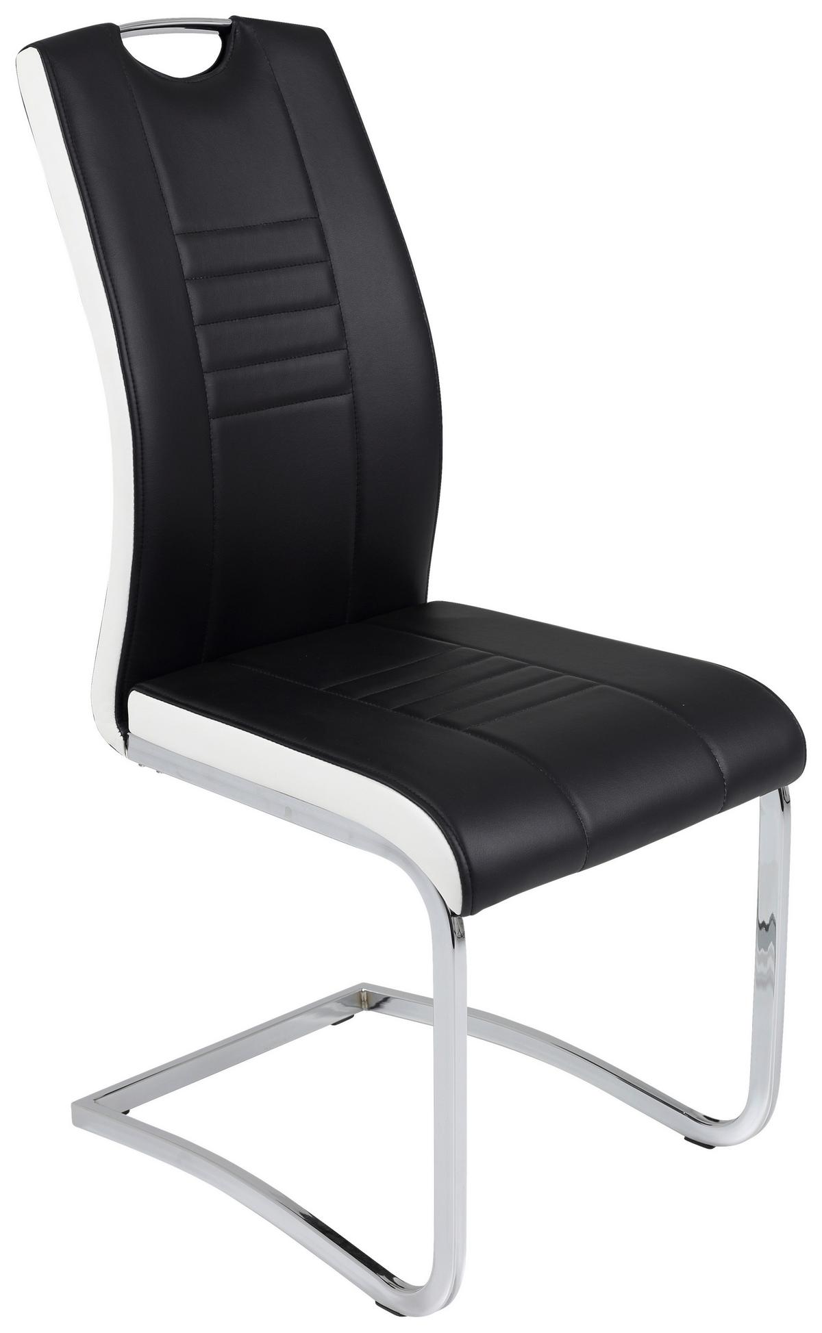 Schwingstuhl Tabea S Schwarz Lederlook Gepolstert 4er-Set - Chromfarben/Schwarz, MODERN, Textil/Metall (43/99/61cm) - MID.YOU