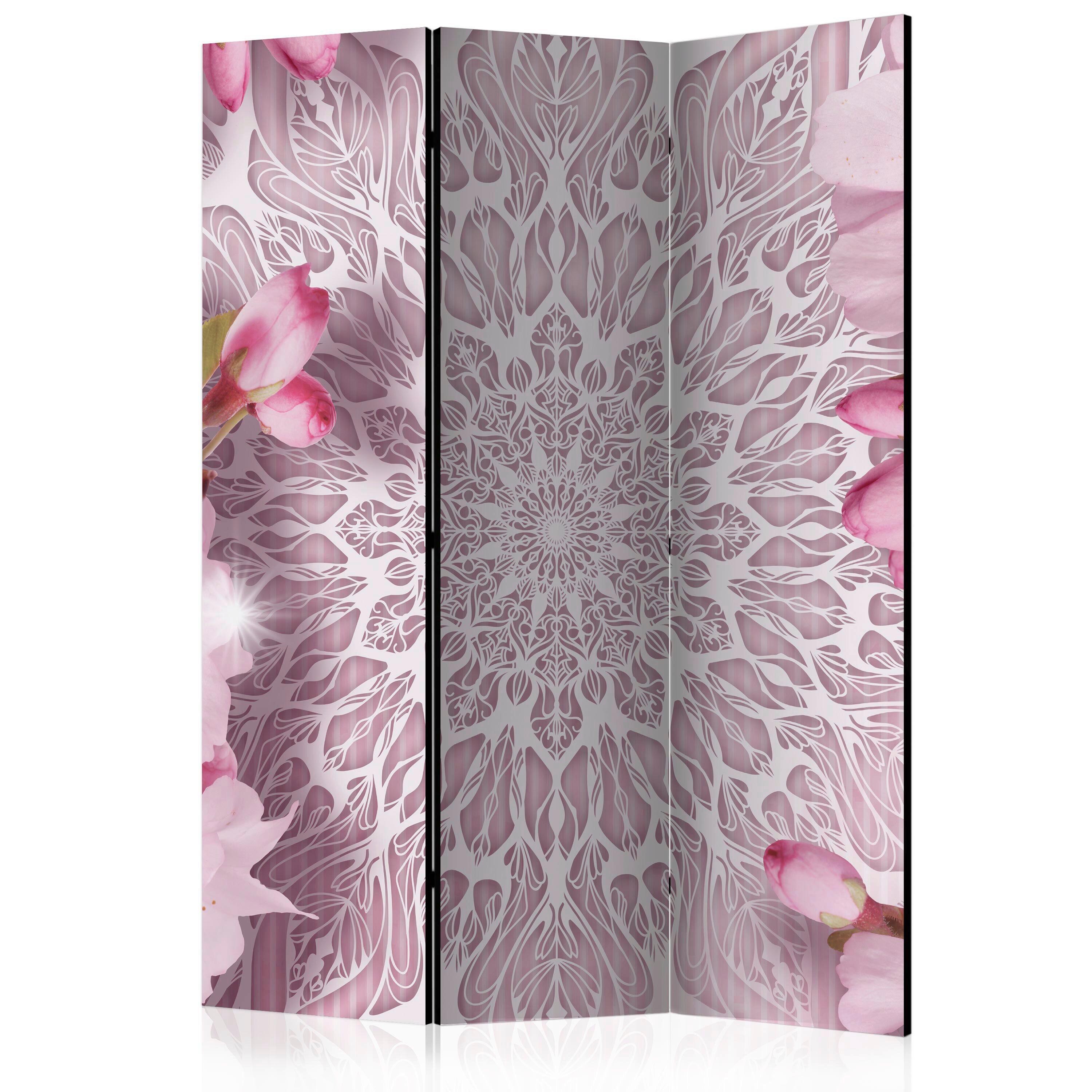 PARAVENT Weiß Pink B: 135 cm - Pink/Weiß, Basics, Holz/Textil (135/172/3cm) - artgeist