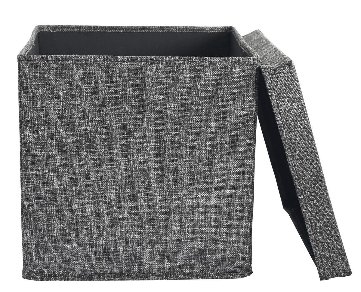 Skládací krabice BOBBY S VÍKEM - černá, Moderní, karton/textil (33/33/33cm) - Mömax
