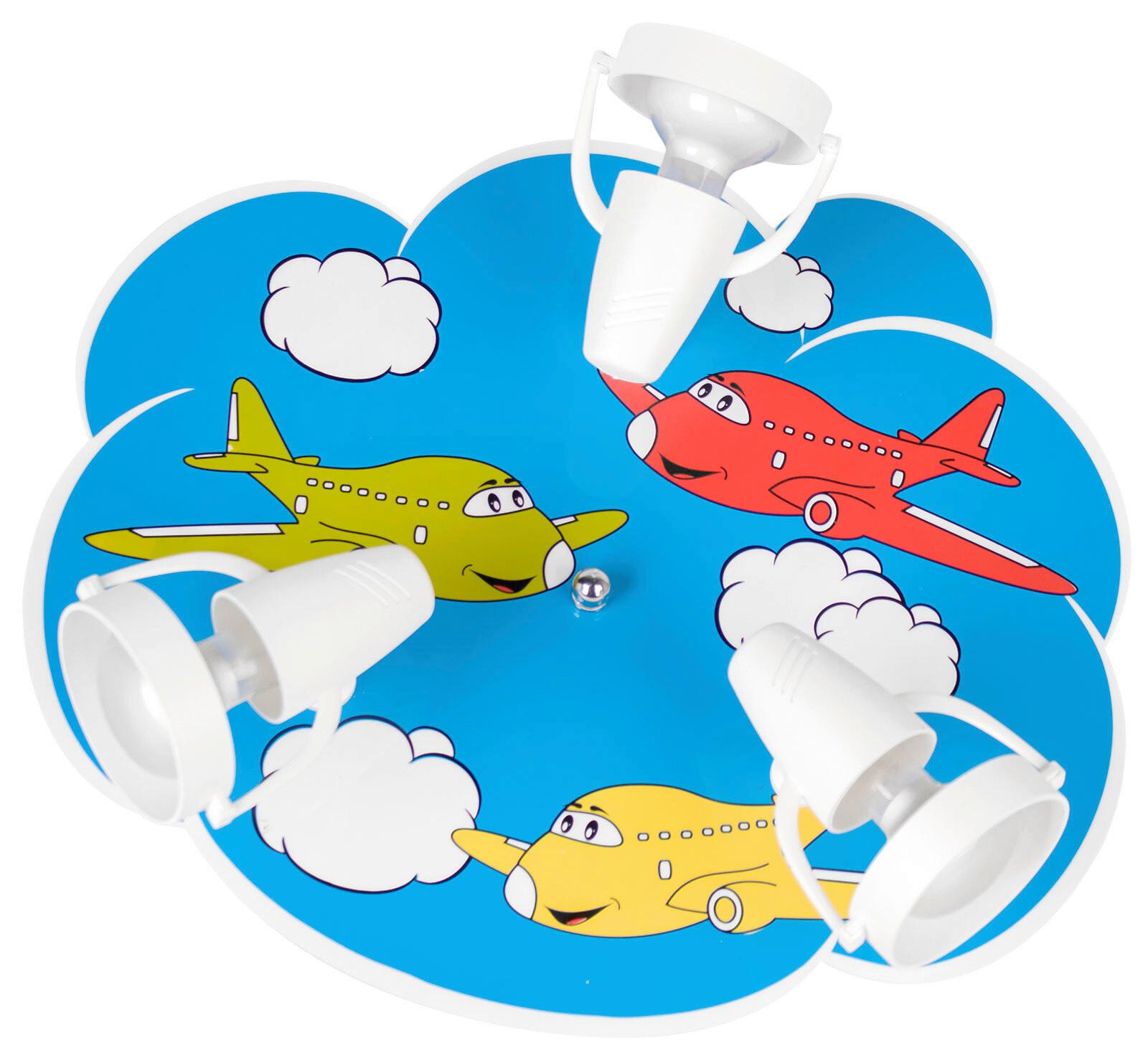 Kinderdeckenleuchte 5247408 Flugzeuge 3-Fl - Blau/Gelb, Basics, Holzwerkstoff/Kunststoff (38/32/16cm)