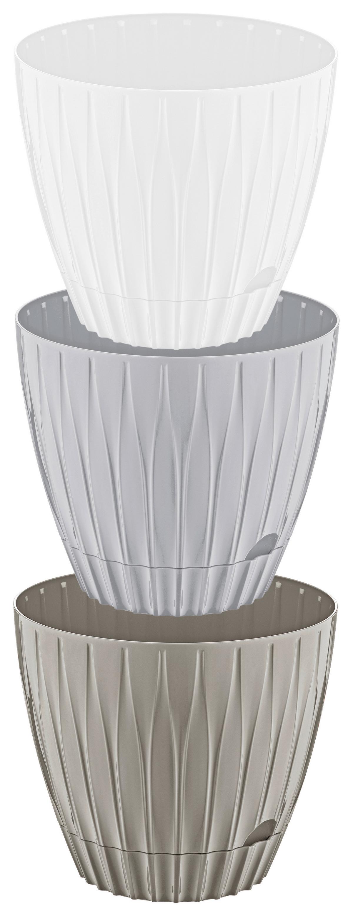 Blumentopf Leo - Hellbraun/Hellgrau, KONVENTIONELL, Kunststoff (14,5/13cm) - Luca Bessoni