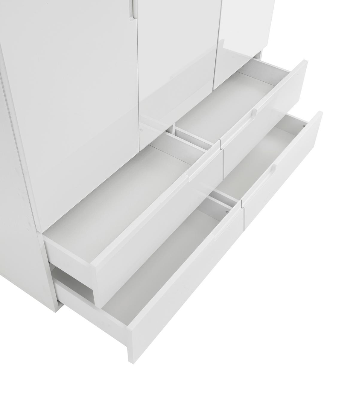Drehtürenschrank +schubladen B: 126 Cm Spice, Weiß - Weiß Hochglanz/Eichefarben, MODERN (126/208/57cm) - MID.YOU