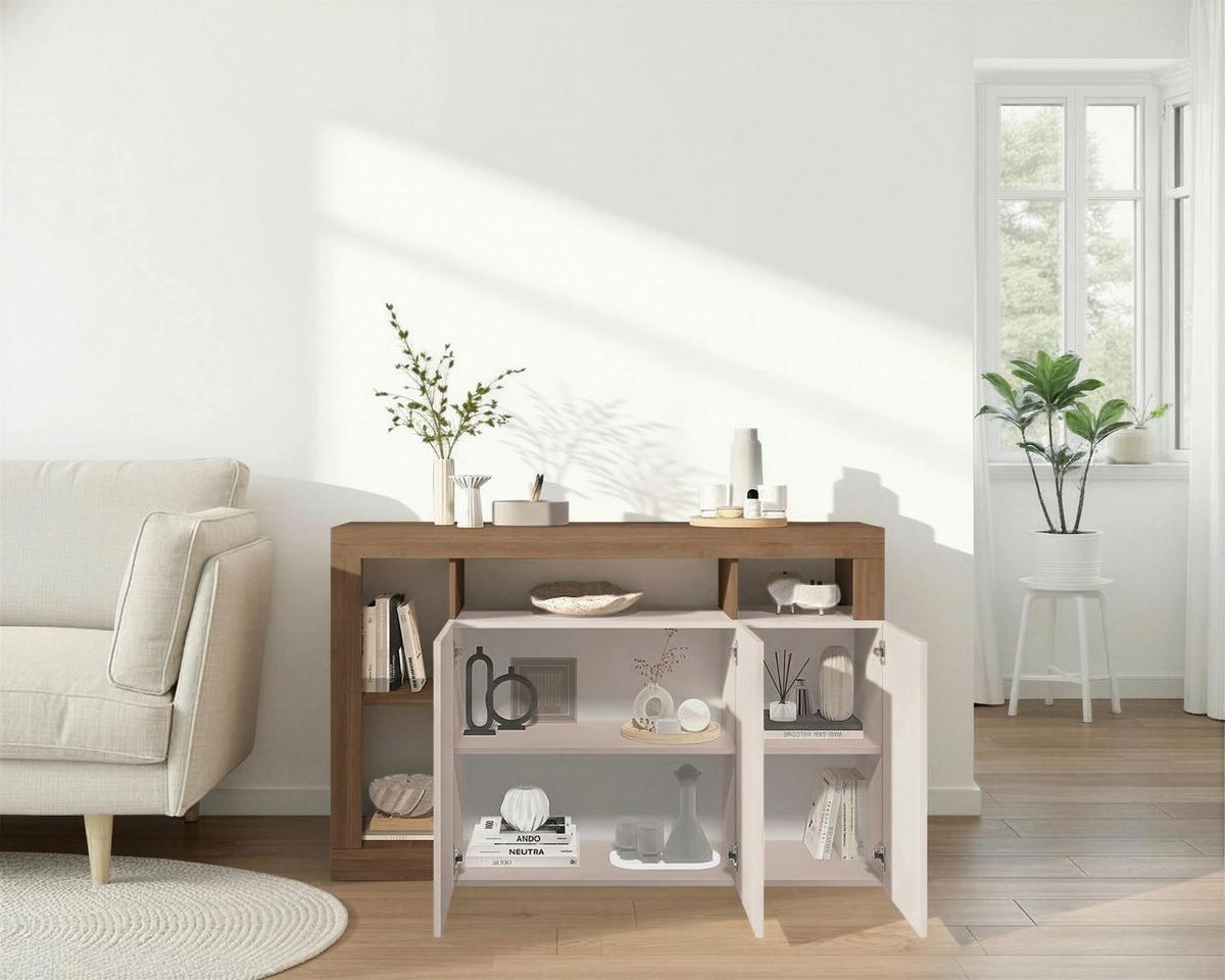 Sideboard Hamburg Eiche Dekor, Kaschmir B: 146cm - Kaschmir/Eichefarben, MODERN, Holzwerkstoff (146/93/42cm)