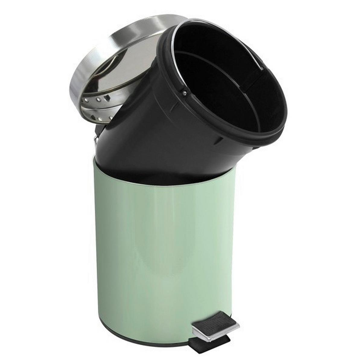 Kosmetikeimer Unis 3l Hellgrün Metall DxH 17x25 - Schwarz/Hellgrün, Basics, Kunststoff/Metall (17/25cm)