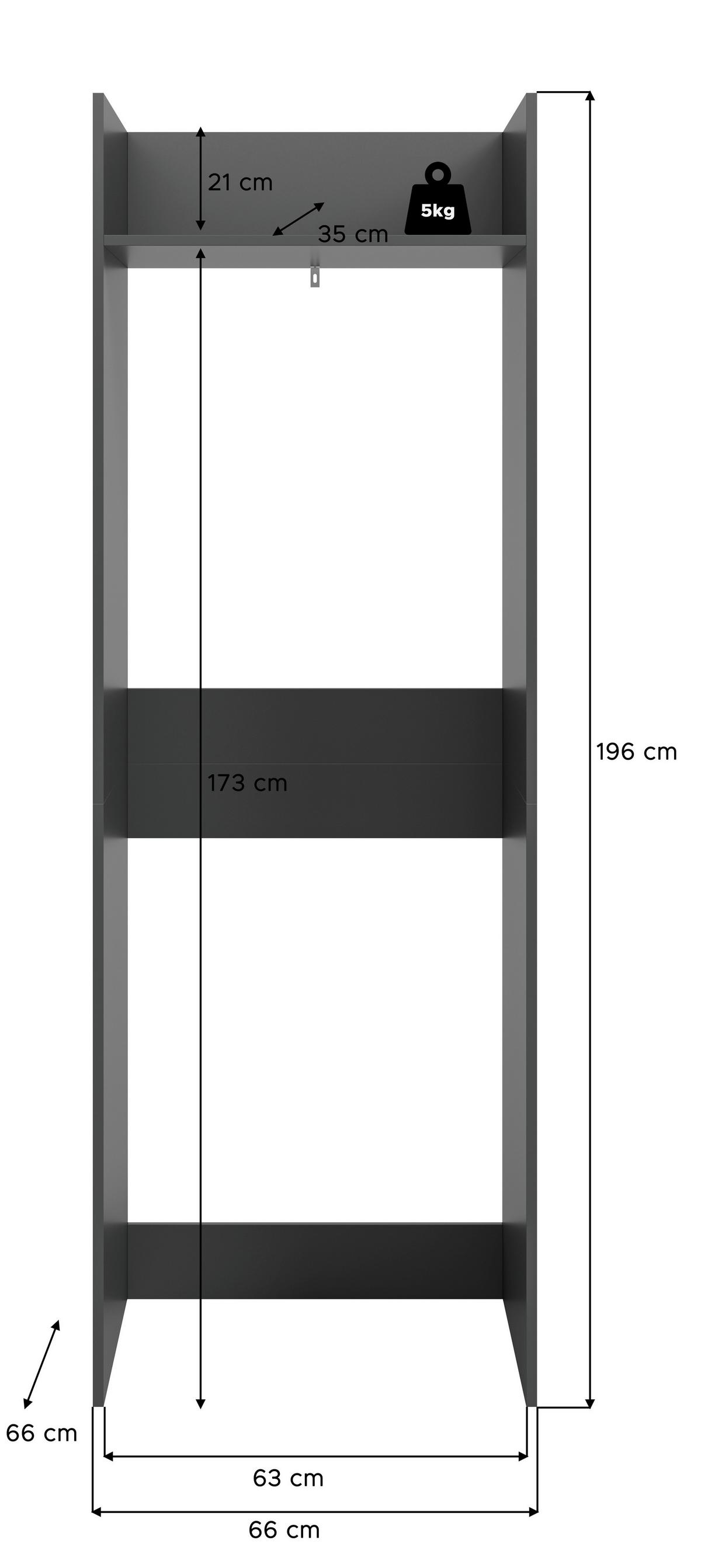 Waschmaschinenschrank Free Anthrazit B: 66cm - Anthrazit/Weiß, Basics, Holzwerkstoff (66/195/60cm) - MID.YOU