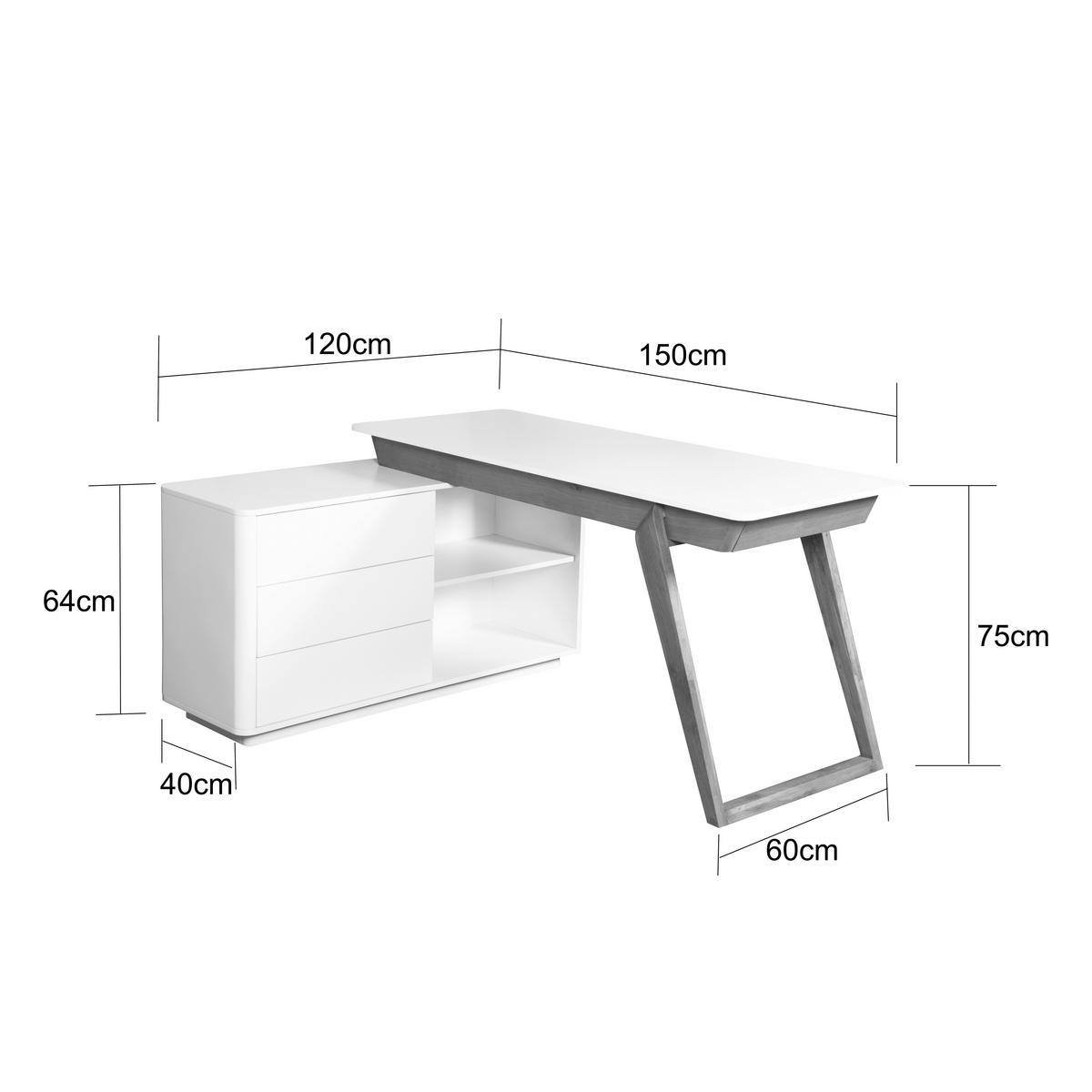 Eckschreibtisch Luma Weiß/Eichefarben L: 150 cm - Eichefarben/Weiß, MODERN, Holz/Holzwerkstoff (150/120/75cm) - Livetastic