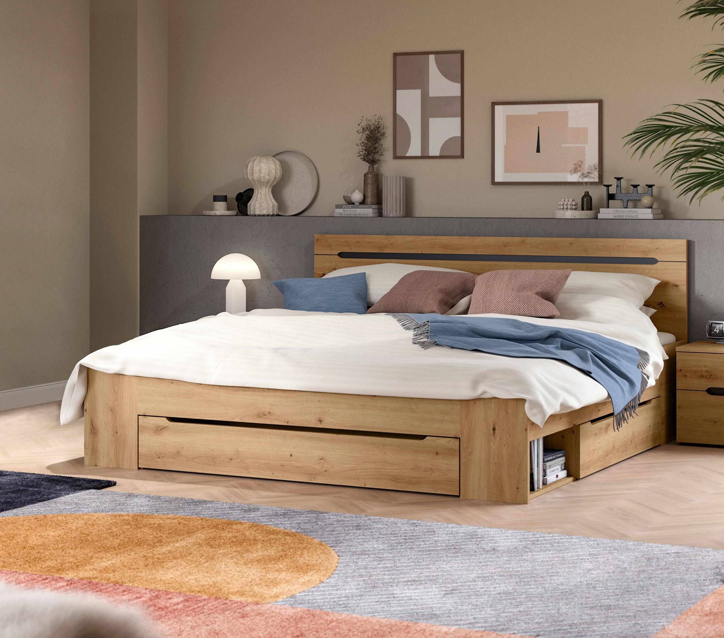 Bett Canu Grau /Eiche Artisan Dekor 180x200cm - Eiche Artisan/Grau, MODERN, Holzwerkstoff (180/200cm) - MID.YOU