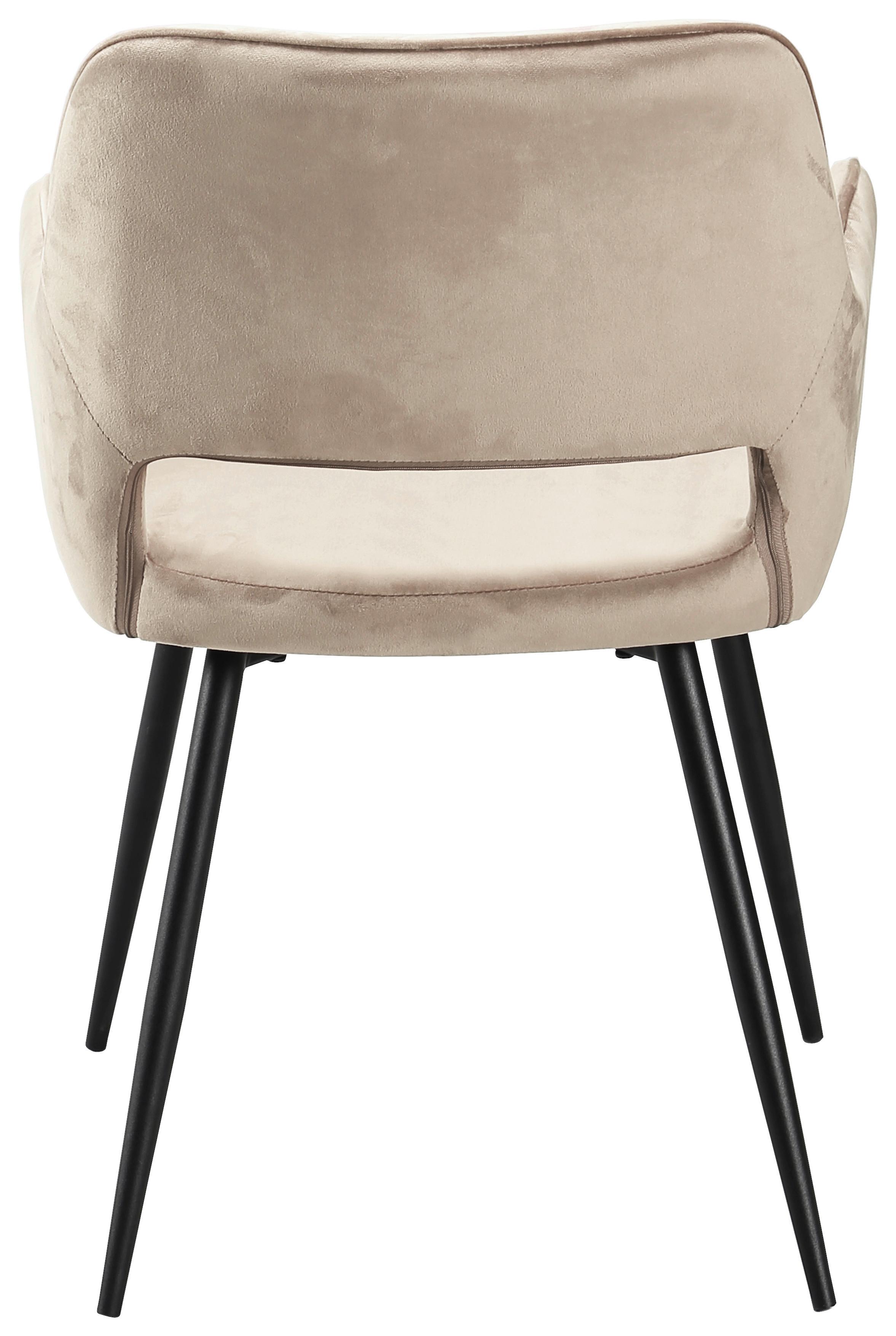 Židle s područkami béžová - černá/béžová, Moderní, kov/dřevo (55/79/59cm) - Mömax
