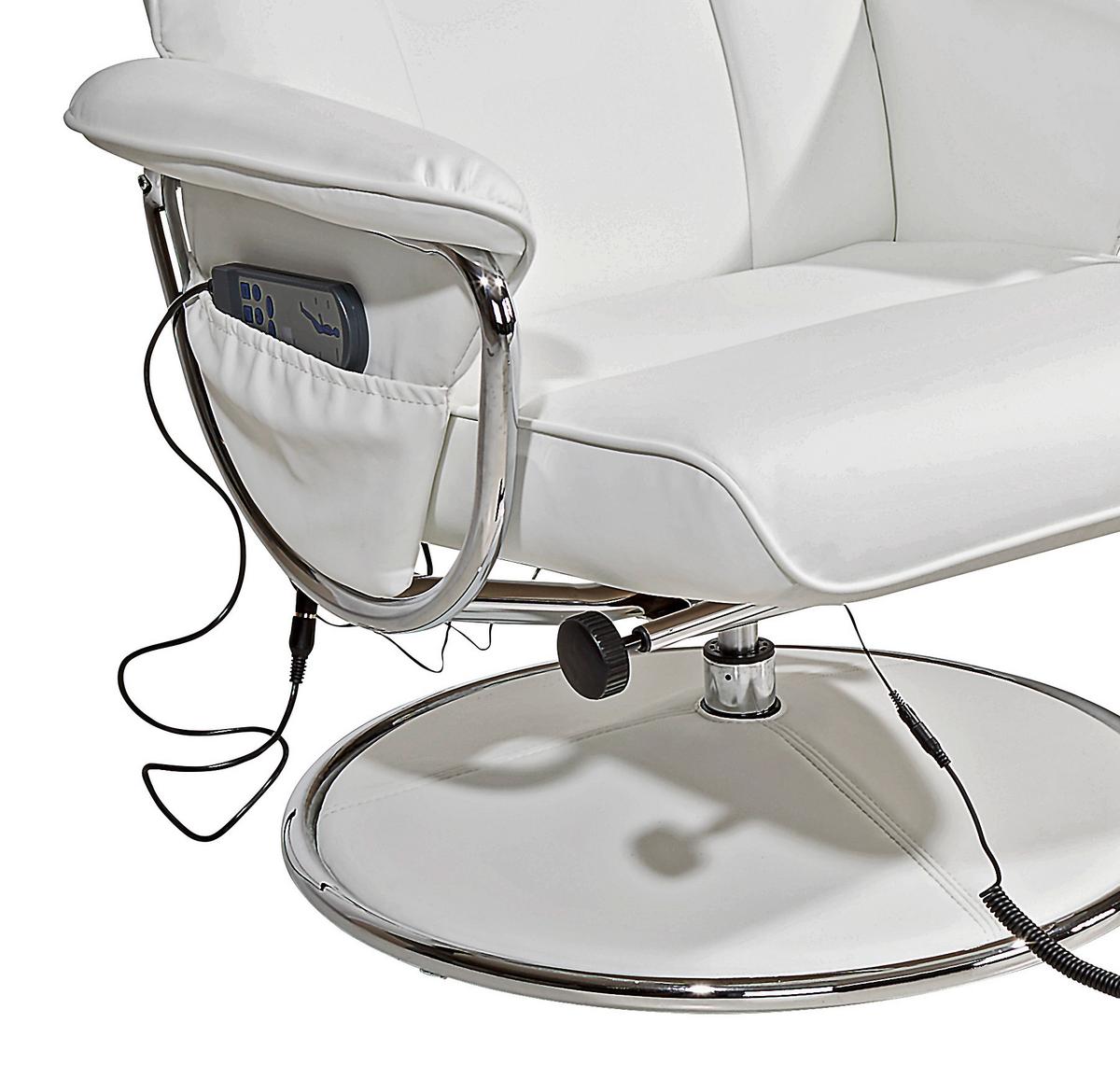 Fernsehsessel Mit Massagefunkt. Paloma Lederlook Weiß - Chromfarben/Weiß, MODERN, Textil/Metall (77cm) - Luca Bessoni