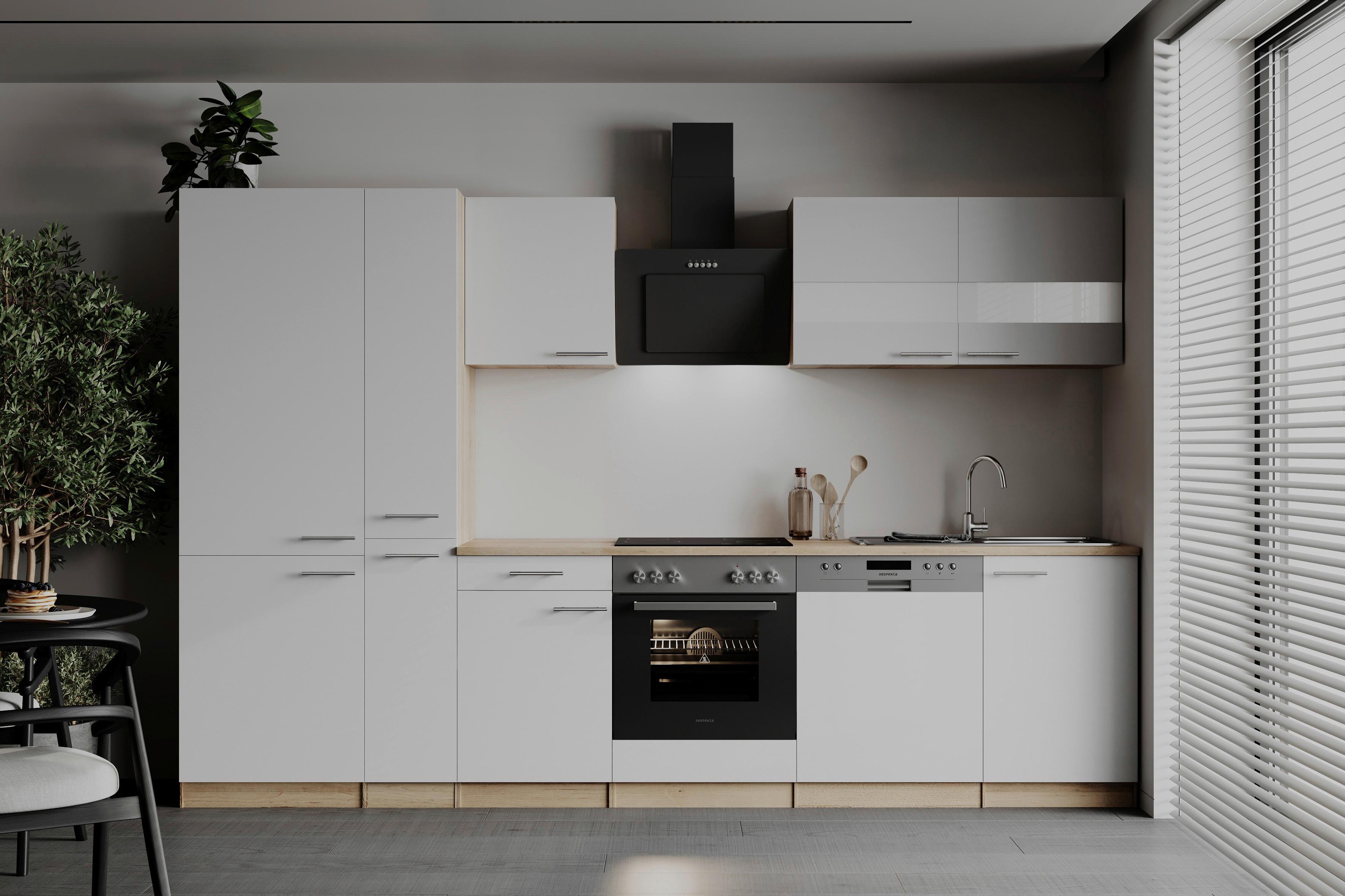 Küchenblock Merle Weiß/Eichefarben B: 310cm - Eichefarben/Weiß, Basics, Holzwerkstoff (310cm) - Respekta
